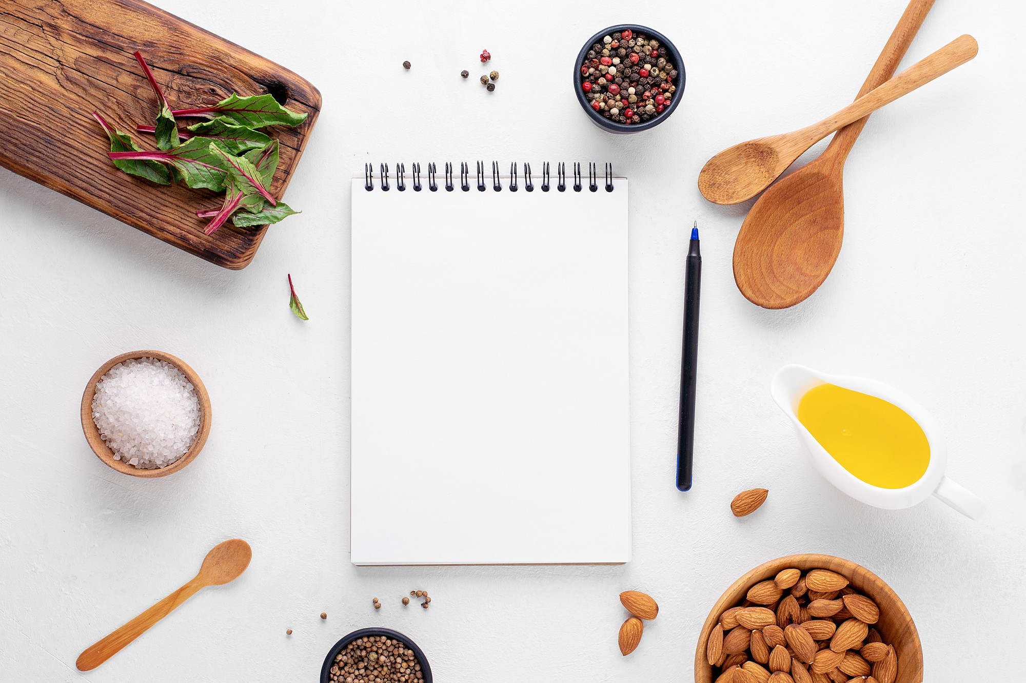 Consultation setup with notebook and ingredients
